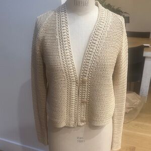 Vince Tan oversized/boxy cropped knit Cardigan Sweater for Spring Layers!